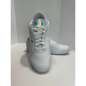Reebok Classic Shoe White w/ Iridescent Accent Women Sneakers Size 8.5